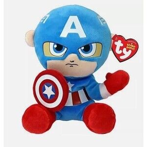 TY Beanie Baby Marvel Super Heroes - CAPTAIN AMERICA (Soft Body‎ 13 inch) Medium